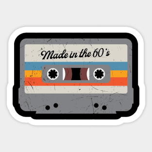 Made in the 60s Funny Retro Cassette Tape Birthday Gift Sticker